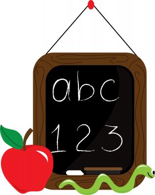 Chalk board and apple